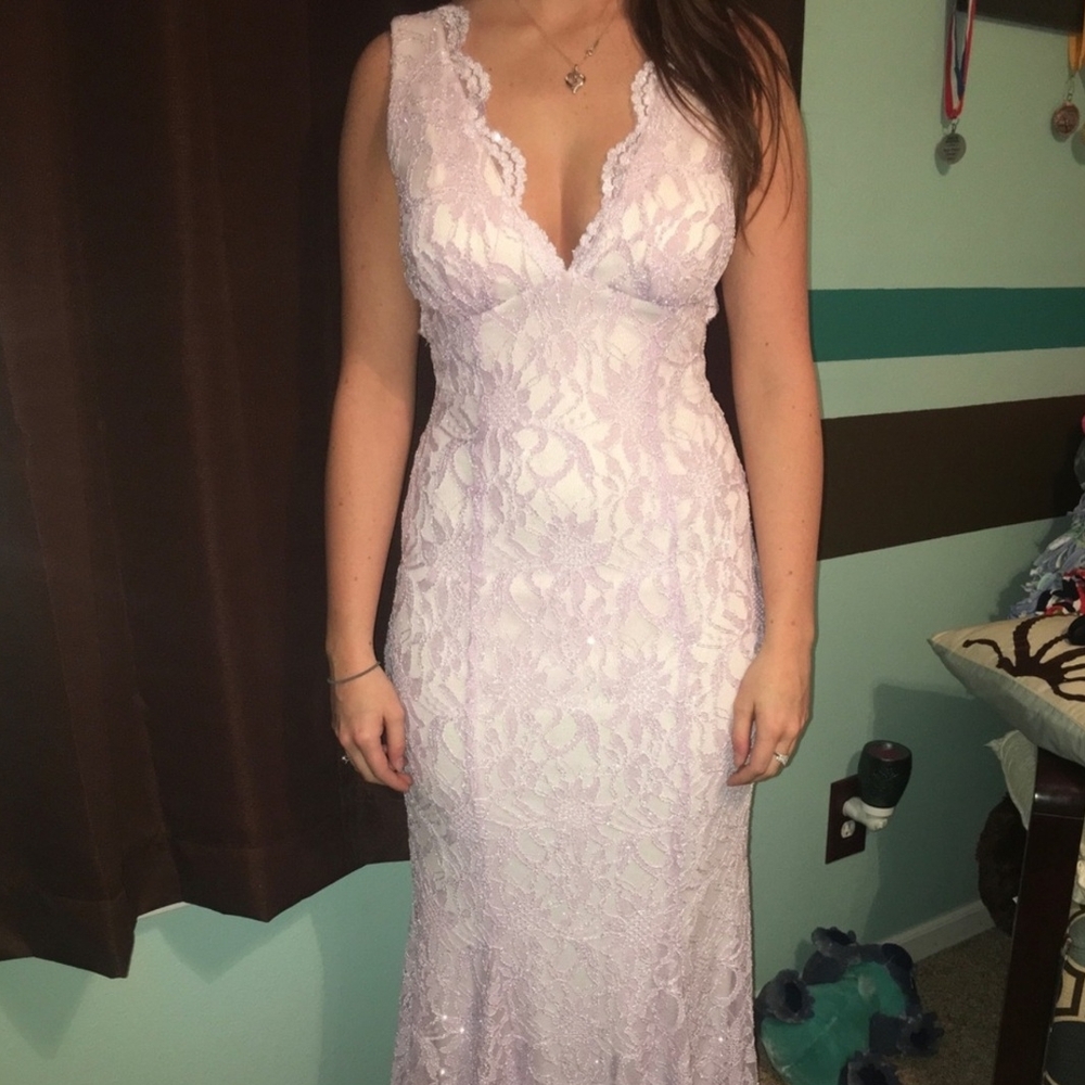 Elegant Lace Lavender Dress